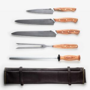 black and silver kitchen knives